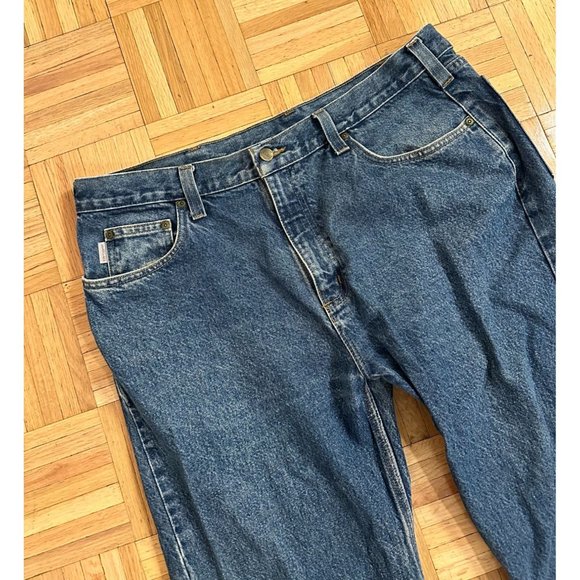Carhartt B460 DVB Relaxed Fit Denim Blue Jeans Mens 40x30 Straight Cotton Work - Picture 2 of 7